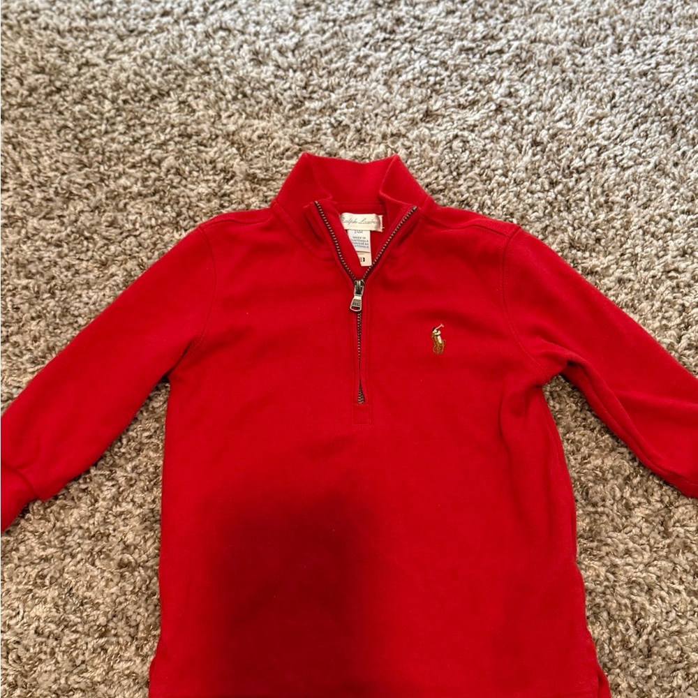 Ralph Lauren Kids Red Quarter-Zip Polo Sweatshirt